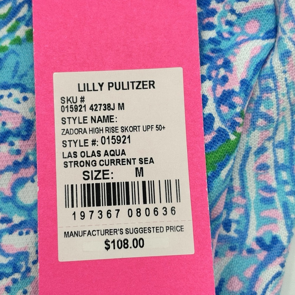 Lilly‎ Pulitzer Zadora High Rise Skort Women's M Las Olas Aqua UPF 50 NWT Blue - Picture 5 of 12